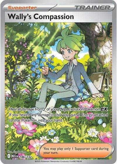 Pokémon card: Wally's Compassion 186/132 from Mega Evolution base set (Special Illustration Rare), front of card