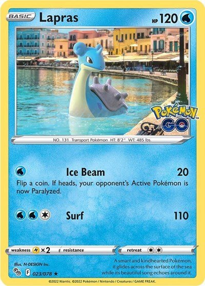 Pokémon card: Lapras 023/078 from Pokemon GO (Holo Rare), Water type, front of card