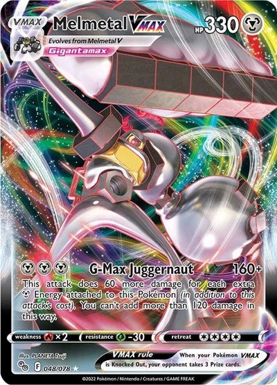 Pokémon card: Melmetal VMAX 048/078 from Pokemon GO (Ultra Rare), Metal type, front of card