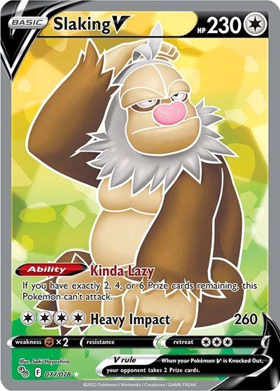 Pokémon card: Slaking V (Full Art) 077/078 from Pokemon GO (Ultra Rare), Colorless type, front of card