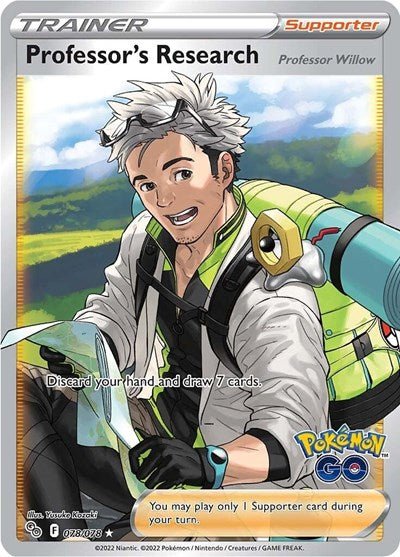 Pokémon card: Professor's Research (Full Art) 078/078 from Pokemon GO (Ultra Rare), front of card