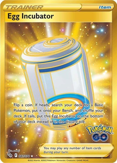 Pokémon card: Egg Incubator 087/078 from Pokemon GO (Secret Rare), front of card