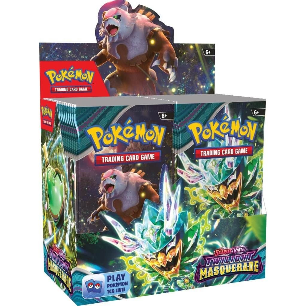 Pokémon TCG Scarlet & Violet—Twilight Masquerade Booster Box (36 Packs), sealed booster box, front of box
