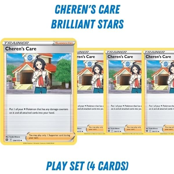 Pokémon card: Cheren's Care (Brilliant Stars) from Pokémon TCG Trainer Playset, front of card