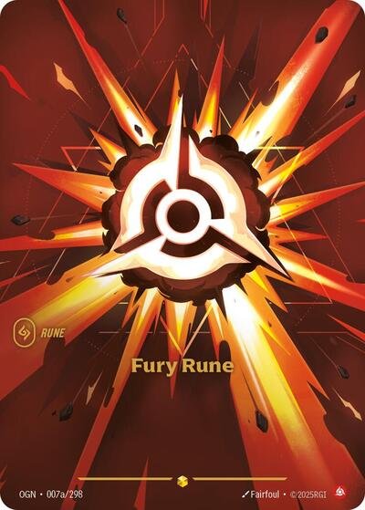 Riftbound card: Fury Rune (Alternate Art) 007a/298 from Origins (Showcase), front of card