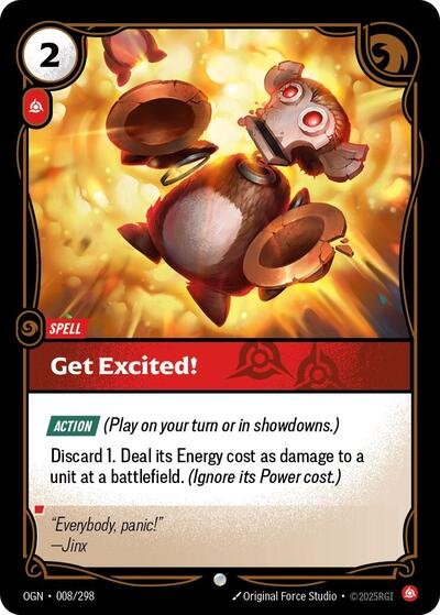Riftbound card: Get Excited! 008/298 from Origins (Common), front of card