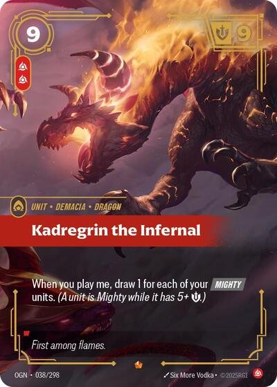 Riftbound card: Kadregrin the Infernal 038/298 from Origins (Epic), front of card
