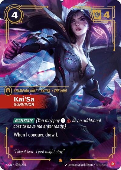 Riftbound card: Kai'Sa - Survivor 039/298 from Origins (Epic), front of card
