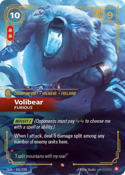 Riftbound card: Volibear - Furious 041/298 from Origins (Epic), front of card