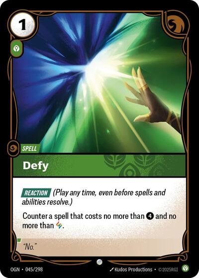 Riftbound card: Defy 045/298 from Origins (Common), front of card