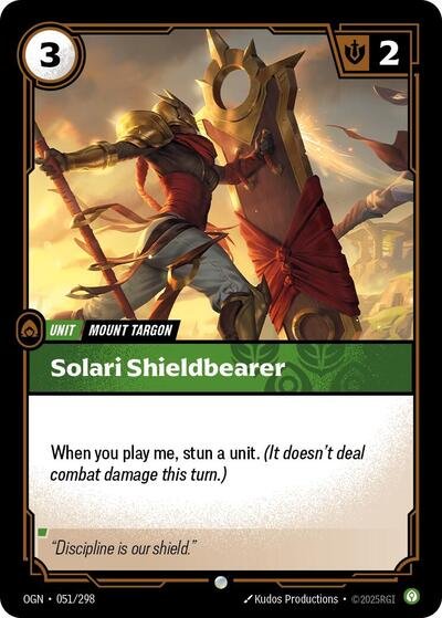 Riftbound card: Solari Shieldbearer 051/298 from Origins (Common), front of card