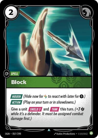 Riftbound card: Block 057/298 from Origins (Uncommon), front of card