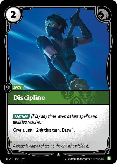 Riftbound card: Discipline 058/298 from Origins (Uncommon), front of card
