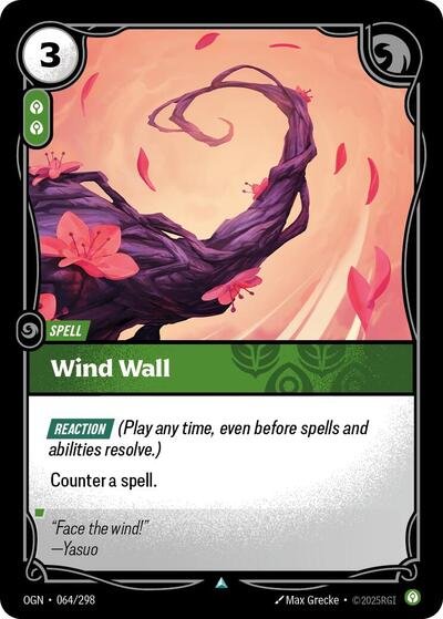 Riftbound card: Wind Wall 064/298 from Origins (Uncommon), front of card