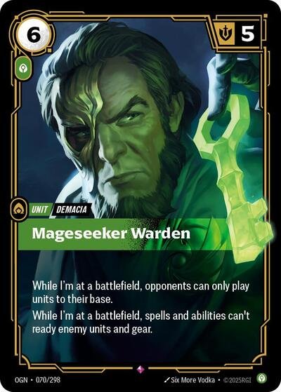 Riftbound card: Mageseeker Warden 070/298 from Origins (Rare), front of card