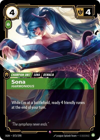Riftbound card: Sona - Harmonious 073/298 from Origins (Rare), front of card