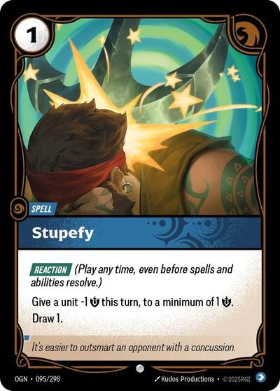 Riftbound card: Stupefy 095/298 from Origins (Common), front of card