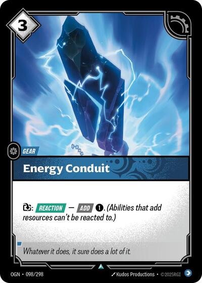 Riftbound card: Energy Conduit 098/298 from Origins (Uncommon), front of card