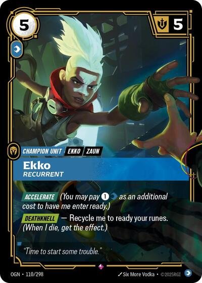 Riftbound card: Ekko - Recurrent 110/298 from Origins (Rare), front of card