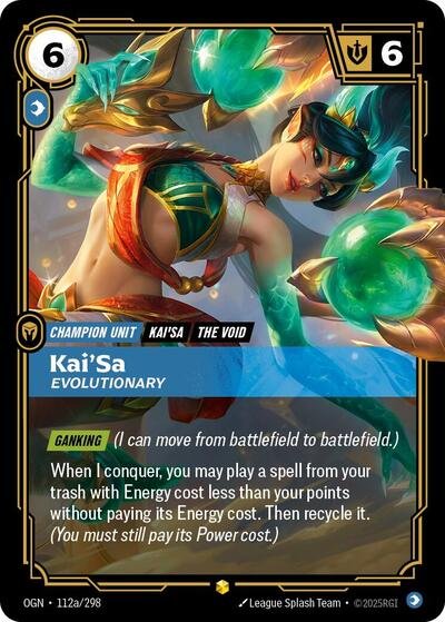 Riftbound card: Kai'Sa - Evolutionary (Alternate Art) 112a/298 from Origins (Showcase), front of card