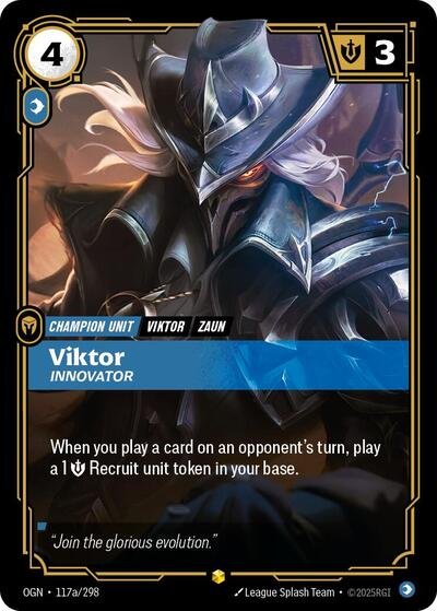 Riftbound card: Viktor - Innovator (Alternate Art) 117a/298 from Origins (Showcase), front of card