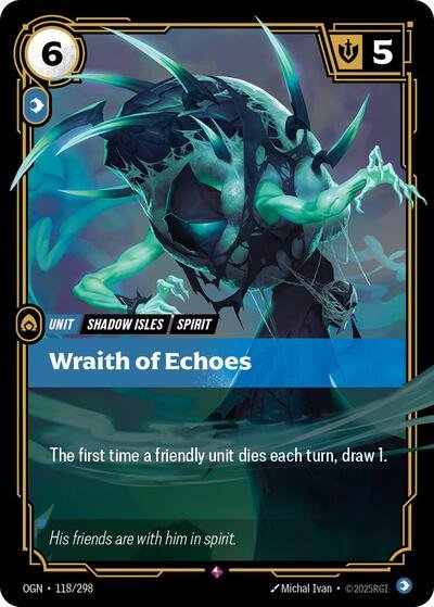 Riftbound card: Wraith of Echoes 118/298 from Origins (Rare), front of card