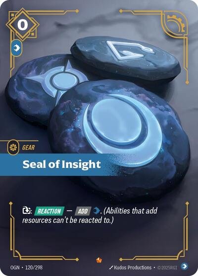 Riftbound card: Seal of Insight 120/298 from Origins (Epic), front of card