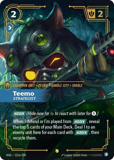Riftbound card: Teemo - Strategist (Alternate Art) 121a/298 from Origins (Showcase), front of card