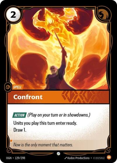 Riftbound card: Confront 129/298 from Origins (Common), front of card