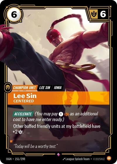 Riftbound card: Lee Sin - Centered 151/298 from Origins (Rare), front of card