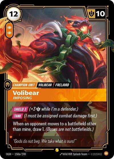 Riftbound card: Volibear - Imposing (Alternate Art) 158a/298 from Origins (Showcase), front of card