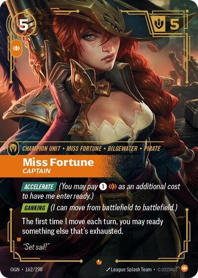 Riftbound card: Miss Fortune - Captain 162/298 from Origins (Epic), front of card