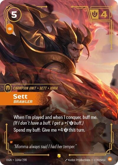 Riftbound card: Sett - Brawler (Alternate Art) 164a/298 from Origins (Showcase), front of card