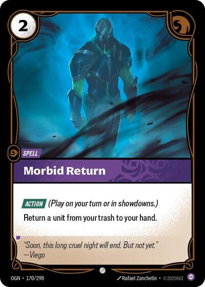 Riftbound card: Morbid Return 170/298 from Origins (Common), front of card