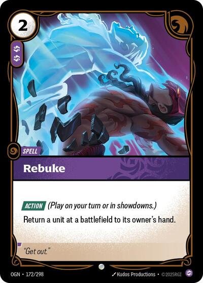 Riftbound card: Rebuke 172/298 from Origins (Common), front of card