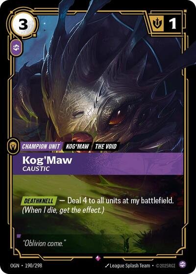 Riftbound card: Kog'Maw - Caustic 190/298 from Origins (Rare), front of card