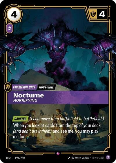Riftbound card: Nocturne - Horrifying 194/298 from Origins (Rare), front of card