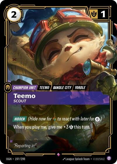 Riftbound card: Teemo - Scout 197/298 from Origins (Rare), front of card