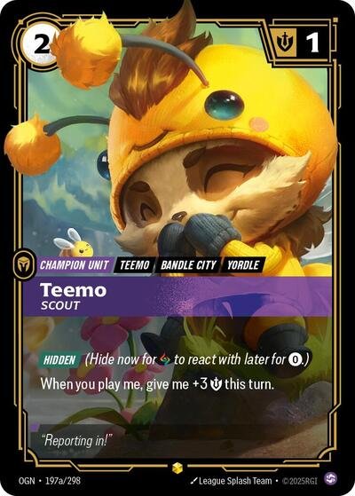 Riftbound card: Teemo - Scout (Alternate Art) 197a/298 from Origins (Showcase), front of card
