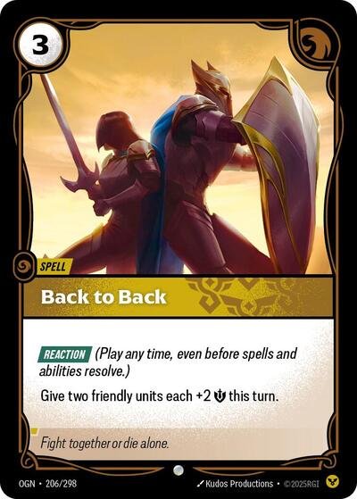 Riftbound card: Back to Back 206/298 from Origins (Common), front of card