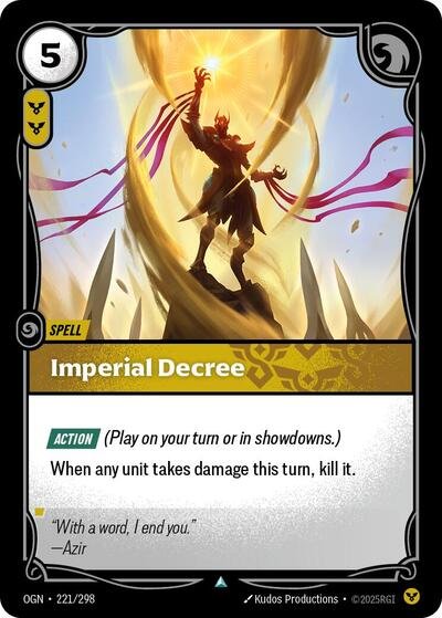 Riftbound card: Imperial Decree 221/298 from Origins (Uncommon), front of card