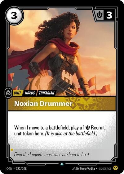 Riftbound card: Noxian Drummer 222/298 from Origins (Uncommon), front of card