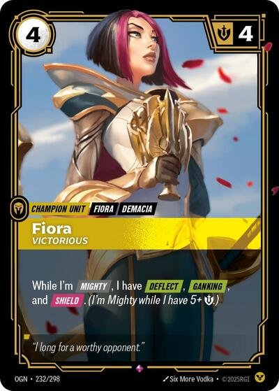 Riftbound card: Fiora - Victorious 232/298 from Origins (Rare), front of card