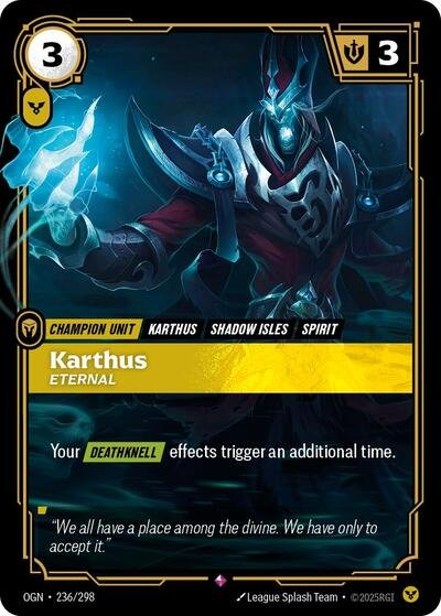 Riftbound card: Karthus - Eternal 236/298 from Origins (Rare), front of card