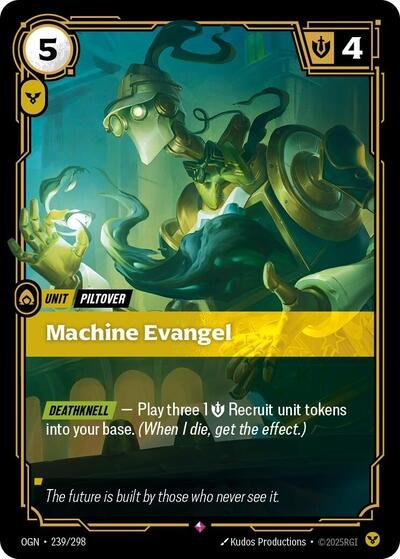 Riftbound card: Machine Evangel 239/298 from Origins (Rare), front of card
