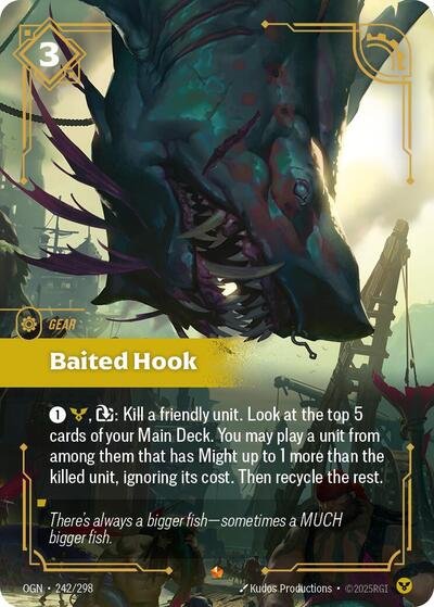 Riftbound card: Baited Hook 242/298 from Origins (Epic), front of card