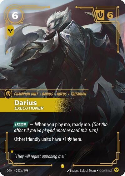 Riftbound card: Darius - Executioner (Alternate Art) 243a/298 from Origins (Showcase), front of card