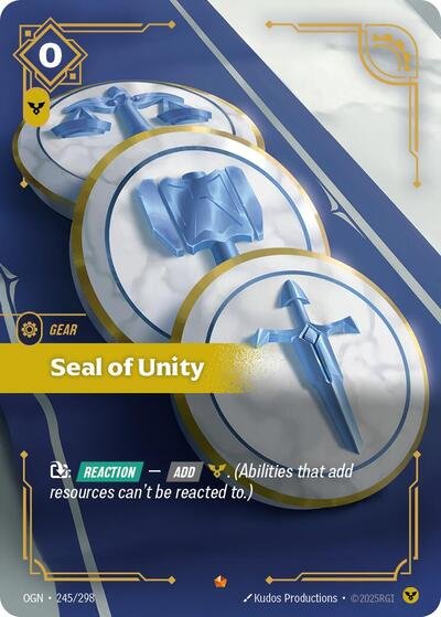 Riftbound card: Seal of Unity 245/298 from Origins (Epic), front of card