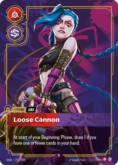 Riftbound card: Jinx - Loose Cannon 251/298 from Origins (Rare), front of card