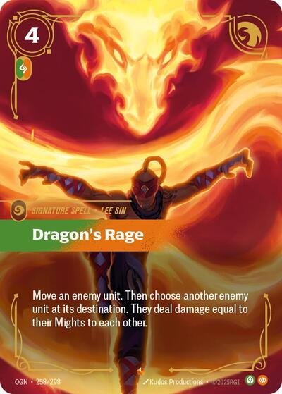 Riftbound card: Dragon's Rage Epic 258/298 from Origins (Signature Spell), front of card